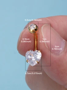 1 pièce Mignon Design Cœur Nombril Anneau Pour Pour Femme Branché Quotidien Bijoux Perçants - Or jaune - Voir 4