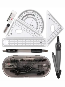 1set Multi-functional Compass Ruler Drawing Tool Set For Students - Multicolor - View 1