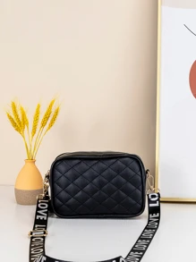 Stylish Sutured Crossbody Bag - Black - View 4