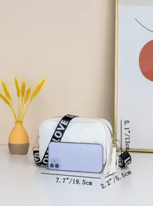 Fashionable Stitching Crossbody Bag - White - View 3