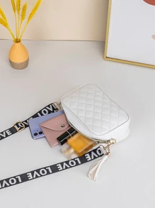 Fashionable Stitching Crossbody Bag - White - View 6