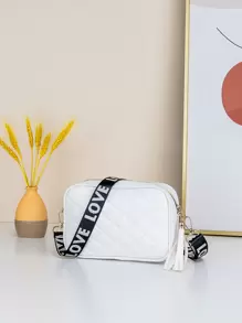 Fashionable Stitching Crossbody Bag - White - View 2