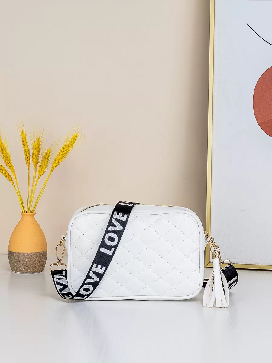 Fashionable Stitching Crossbody Bag - White - View 1