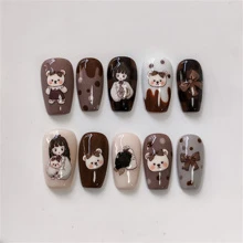 1入組5D指甲貼卡通薄可愛指甲貼帶膠黏劑薄通過指甲首飾類女孩&熊5D指甲貼可愛卡通指甲貼適合女士女孩節假日亞克力指甲裝飾 - 彩色 - 查看 2