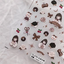 1入組5D指甲貼卡通薄可愛指甲貼帶膠黏劑薄通過指甲首飾類女孩&熊5D指甲貼可愛卡通指甲貼適合女士女孩節假日亞克力指甲裝飾 - 彩色 - 查看 3