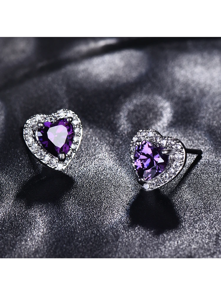 Vanel 1pair Simple Exquisite Multicolor Heart Shaped Stud Earrings, Great Gift For Wife And Daughter (The Copper Material Is Soft, So The Ear Pin Can Be Bent Back) Valentines