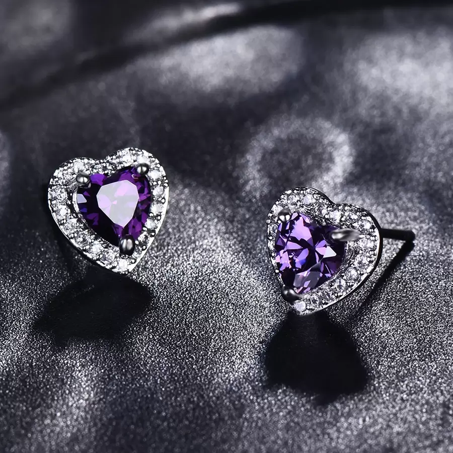 Vanel pasang Anting Pejantan Hati Multicolor Sederhana Dan Halus Sebagai Hadiah Untuk Istri Atau Putri - Purple - View 1