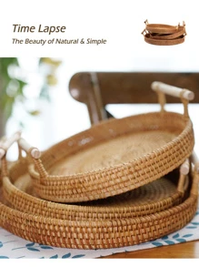 1入組圓形藤託盤 - 棕色 - 查看 4