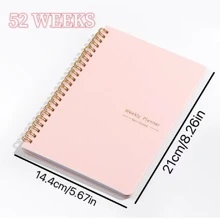 1pc sổ ghi chép kế hoạch xoắn ốc màu hồng - Hồng - Xem 3
