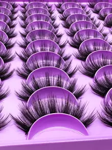 20 对自然丰盈假睫毛超长全条睫毛，猫眼风格，柔软亲肤 - 睫毛工具套装 - 适合日常使用和特殊活动，无刺激，可重复使用，适合所有眼型，20 对自然睫毛条睫毛，睫毛，睫毛，假睫毛 - 黑色 - 查看 5