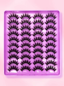 20 对自然丰盈假睫毛超长全条睫毛，猫眼风格，柔软亲肤 - 睫毛工具套装 - 适合日常使用和特殊活动，无刺激，可重复使用，适合所有眼型，20 对自然睫毛条睫毛，睫毛，睫毛，假睫毛 - 黑色 - 查看 2