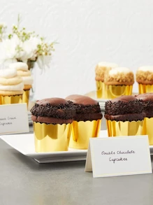 10張餐桌佈置餐位卡，鋁箔位置卡，適用於婚禮、餐桌、晚宴和座位卡 - 金色 - 查看 7