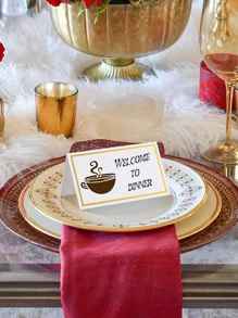 10張餐桌佈置餐位卡，鋁箔位置卡，適用於婚禮、餐桌、晚宴和座位卡 - 金色 - 查看 4