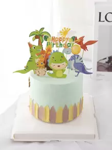 12 件恐龙图案蛋糕装饰，返校情人节