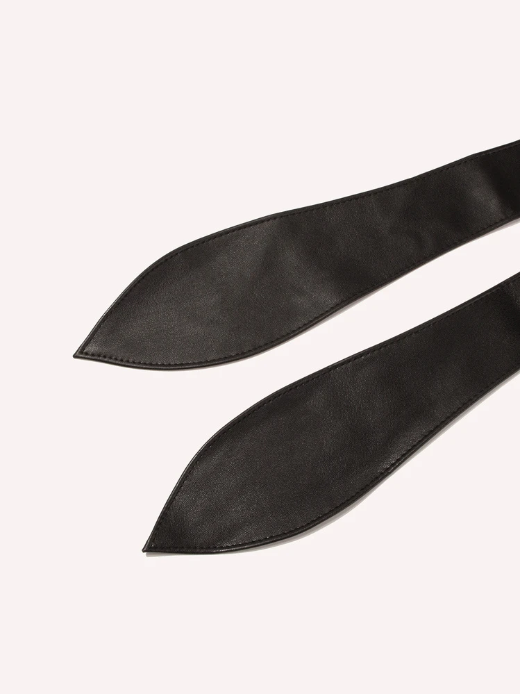 女士蝴蝶結裝飾時尚束腰帶日常裝飾 - 黑色 - 查看 2