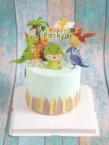 12 件恐龙图案蛋糕装饰，返校情人节