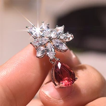 1Pair of Red Drop Drop Earrings - Red - View 7