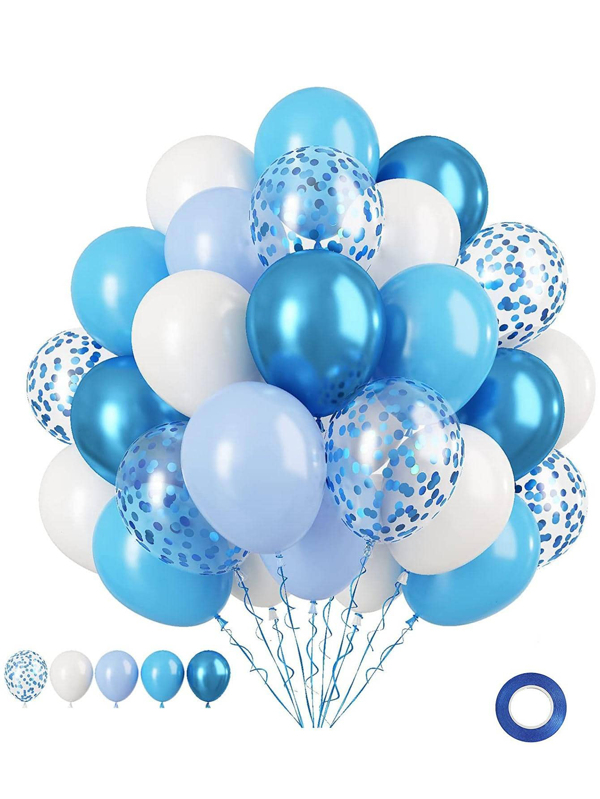 26/50/80/100 Blue And White Balloon Wreath Arch Kit Metal Blue Birthday Party Background Decoration Balloon, Blue Colorful Paper Scrap Balloon, Macaron Blue Thick Latex Balloon Matte Blue Balloon Suitable For Shower Wedding Gender Revealing Birthday Party Supplies