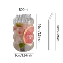 400ml/600ml/800ml玻璃冷咖啡杯带吸管复古杯透明水茶饮具牛奶果汁杯酒杯鸡尾酒杯 - 無色 - 查看 5