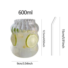 400ml/600ml/800ml玻璃冷咖啡杯带吸管复古杯透明水茶饮具牛奶果汁杯酒杯鸡尾酒杯 - 無色 - 查看 4