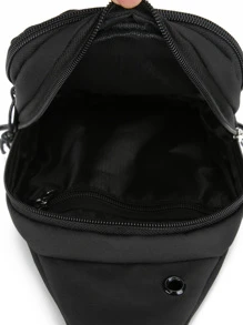 1 件新款儿童腰包适合女孩男孩休闲胸包儿童包袋婴儿拉链腰包腰包 - 黑色 - 查看 2