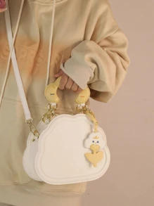Small Novelty Bag With Bag Charm Cloud Design Zipper PU