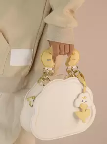 Small Novelty Bag With Bag Charm Cloud Design Zipper PU