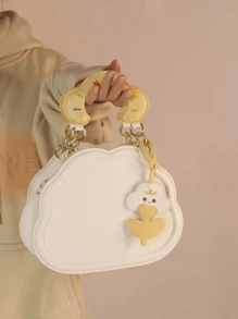 Small Novelty Bag With Bag Charm Cloud Design Zipper PU