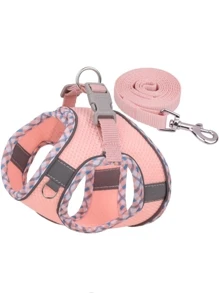 Pet Harness And Leash Set With Four Seasons Breathable Back Carry For Small Dogs - Pink - View 7
