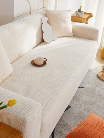 1pc Universal Full Covered Slouchy Sofa Cushion Cover, Pet Scratch Resistant Elastic Sofa Cover With A Pillowcase