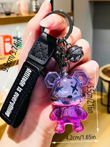 1個 かわいいクマ型キーホルダー、車のキーやリュックに最適、カップルへのクールで可愛いギフト、車のアクセサリー、女性のキーチェーン、学校用品、先生へのプレゼント、新学期の先生用アクセサリー - マルチカラー - チェックする 2