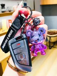1個 かわいいクマ型キーホルダー、車のキーやリュックに最適、カップルへのクールで可愛いギフト、車のアクセサリー、女性のキーチェーン、学校用品、先生へのプレゼント、新学期の先生用アクセサリー - マルチカラー - チェックする 4