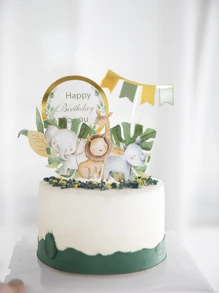 5 piezas Decoración de pastel con diseño de animal de dibujos animados - Multicolor - Ver 1