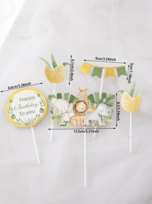 5 piezas Decoración de pastel con diseño de animal de dibujos animados - Multicolor - Ver 3