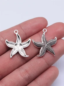 8入組/袋24毫米海星吊墜用於DIY珠寶製作珠寶工藝配件DIY珠寶組件 - 復古銀色 - 查看 1
