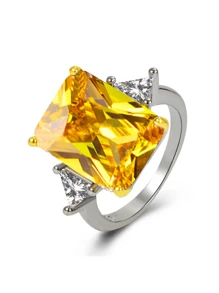 Ring mit und Stilvoll Gelb Quadrat, Kubischem Zirkonia Damen Für Party Geburtstagsgeschenk
