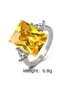 Ring mit und Stilvoll Gelb Quadrat, Kubischem Zirkonia Damen Für Party Geburtstagsgeschenk