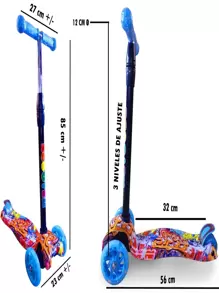 Patin o scooter 3 ruedas luces led para niños - Azul - Ver 2