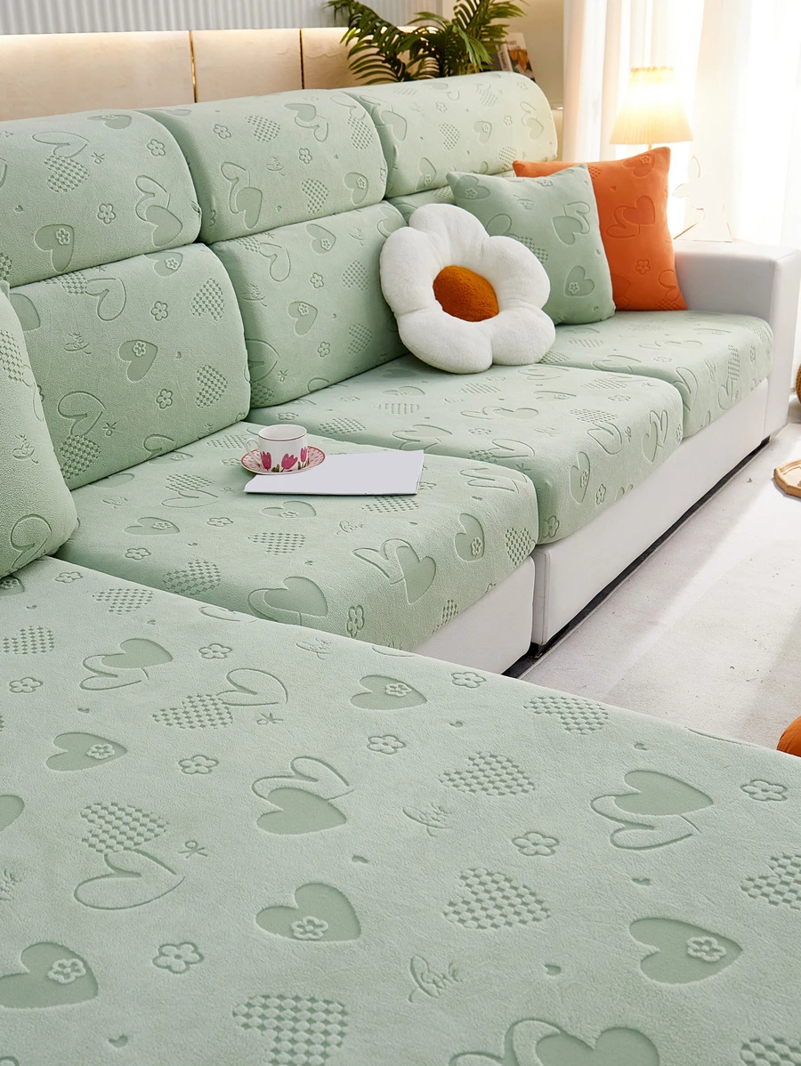 1 cái Trọn gói bọc ghế sofa đàn hồi chống trượt jacquard chống trầy xước bọc ghế sofa - màu xanh lá - Xem 1