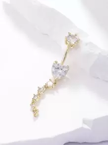1pc Fashionable & Sexy Heart Shaped Synthetic Copper Navel Ring Valentines,Mom,Mother,Mother's Day,Gift - Yellow Gold - View 2