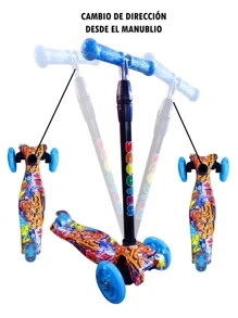 Patin o scooter 3 ruedas luces led para niños - Azul - Ver 5