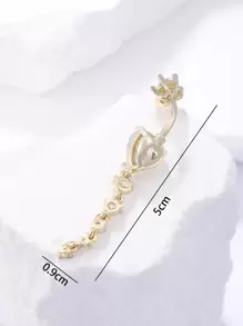 1pc Fashionable & Sexy Heart Shaped Synthetic Copper Navel Ring Valentines,Mom,Mother,Mother's Day,Gift - Yellow Gold - View 3