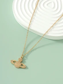 1 pièce Collier à pendentif assorti pour femmes, best-seller collier à pendentif vintage multi-motifs scintillant couleur argent incluant strass, portrait, planète, cœur, perle, ovale en cadeau