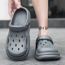 Dép xăng đan nam thủ công, có lỗ, cỡ lớn, dép đi biển, dép bít mũi, dép lê mùa hè. - Xám - Xem 4