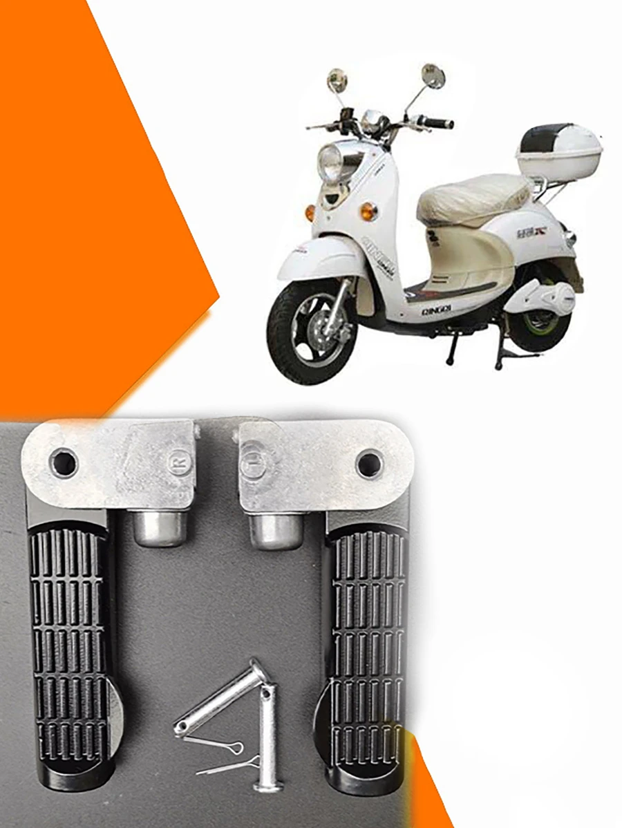 2pcs Folding Foot Pedals For Electric Bikes/scooters, Rear Passenger Foot Pegs - Black - View 1