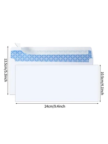 50pcs/Set Self-Seal Envelopes, White Envelope with Sticky, Invitation Envelope, Printable Invitation Envelope, Self Sealing Wedding Photo Postcard Greeting Card Mailing Windowless Design 4.1 X 9.5in - White - View 3
