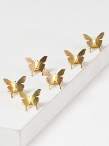 6pcs Butterfly Decor Hair Clip For Daily Casual Outing Wear Street Piranha Claw Clips Hair Claws Hair Barrettes, School Stuff, Hair Accessories, Head Accessories - Gold - View 4