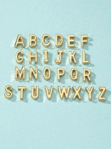 1 件简约金属字母和心形吊坠链手链，度假风格，情人节、妈妈、母亲、母亲节、礼物 - 金黃色 - 查看 3