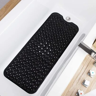 1pc Black Convex Polka Dot Bathroom Mat, Machine Washable Massage Anti-Slip Tub Mat, Non-Slip Suction Cups, Soft PVC Material Bathroom Floor Mat With Drainage Holes, Suitable For Bathtubs, Showers, Bathrooms Home Bathroom Decor Bath Rug Floor Carpet Outdoor Rug Door Mat Fall Decor Bathroom Accessories Back To School Entryway Decor