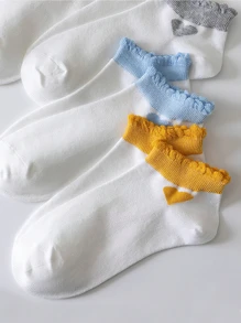 5 Pairs Women's Bubble Mouth & Heart Design Short Socks, Suitable For Spring/Summer - Multicolor - View 4